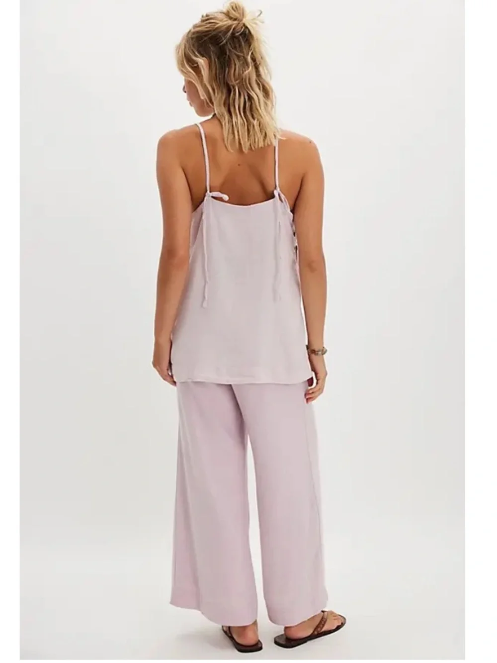 Free People Sightseer Embroidered Linen Set- Lilac Combo